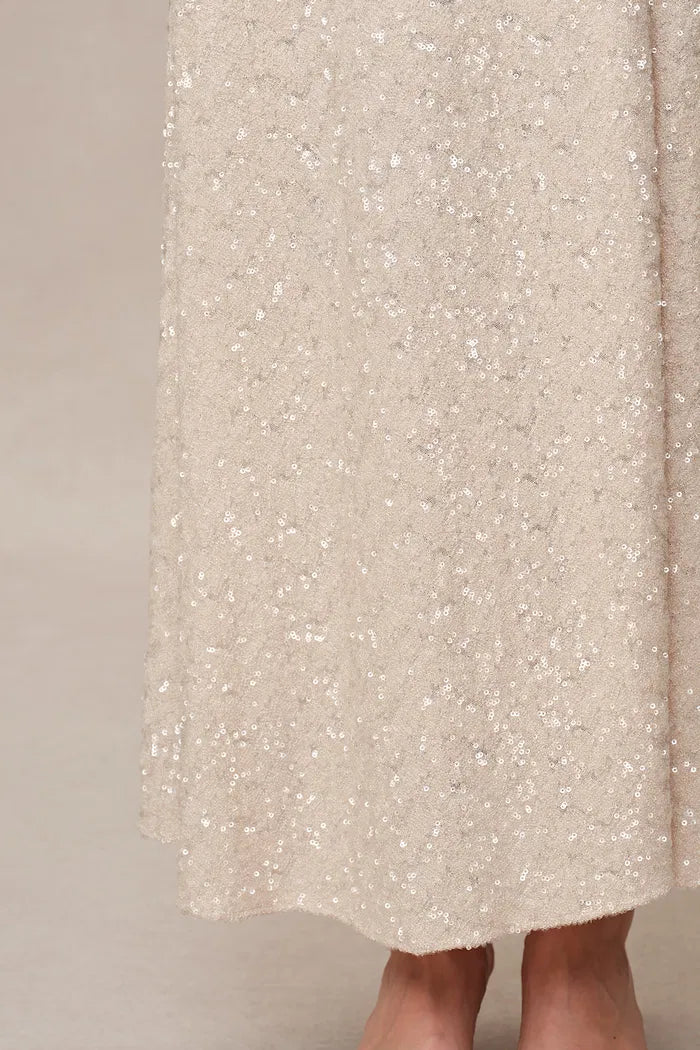 Anita Handcrafted Embellishment Slit Slip Dress in Crystal Sequin Lace fbrq.com Anita Handcrafted Embellishment Slit Slip Dress in Crystal Sequin Lace fbrq.com