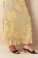 Quinn handbemalter Blumenrock mit Chiffon-Falten