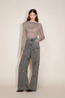Star Straight Leg Jeans in Beaded Cotton Denim