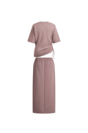 Aurora Ruched Waist T Shirt and Skirt Set