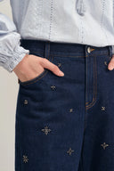 Hestia Hand Beaded Star Embellishment Jeans in Lyocell Denim