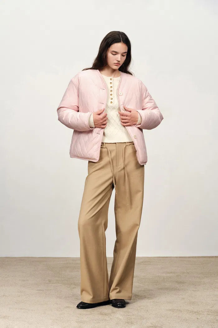 Rosalind Collarless Quilted Jacket in High-Density Down-Proof