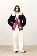 Cardigan a Quadri Intrecciati Solstice in Misto Lana-Alpaca