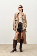 Anjea Wendemantel Doppelreihiger Trenchcoat aus Acetat-Woll-Mischung