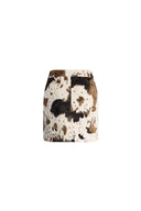 Mane Cow Print Mini Skirt in Faux Horse Fur