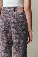 Skyler Leopard Print Straight-Leg Jeans in Cotton Denim