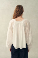 Amaya Puff-Sleeve Long Sleeve Top in Lace