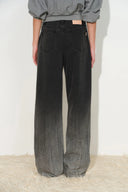 Jeans de pierna ancha Elara Ombré con pedrería en denim de algodón