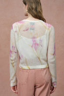Irida Iris and Lily Print Knit Cardigan in Merino-Mohair Blend