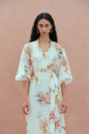 Lou Flora Long Sleeves Dress in Silk-Linen Blend