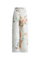 Alice Aquarell Flora Hose aus Seide-Leinen