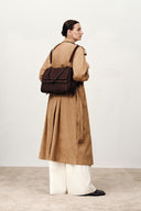 Rialto Double Flap Handbag in Top-Grain Nubuck Leather