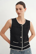 Silvy Tweed Sleeveless Top in Textured Cotton