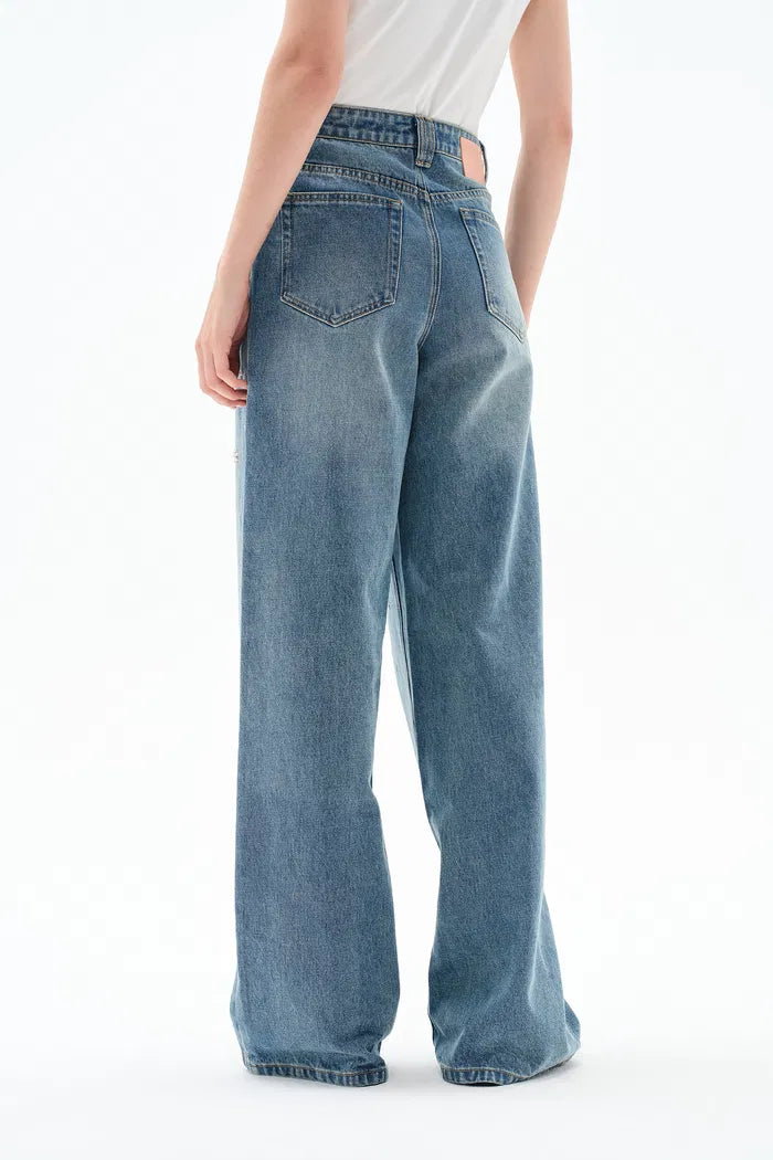 Nico Hand Sewn Embellished Jeans in Lightweight Washed Denim Nico Hand Sewn Embellished Jeans in Lightweight Washed Denim
