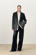 Aurora Gradient Herringbone Long Blazer in Merino Wool