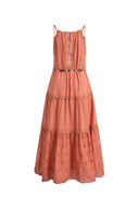 Celia Layered Strap Dress in Cotton Jacquard