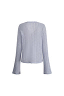 Serenity V Neck Sheer Cardigan in Lightweight Cable Knit