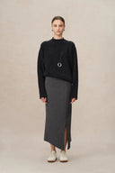Lucy Mock Neck Sweater in Merino Wool Knit