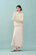 Lotus Beige Crewneck Sweatshirt in Cotton