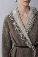 Cárdigan bicolor con flecos Dora en mezcla de lana y alpaca
