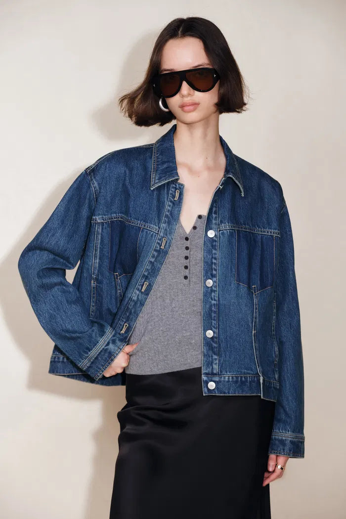 Juniper Washed Pleated Denim Jacket