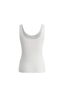 Anna White Henley Tank Top in Merino Wool with Stretch