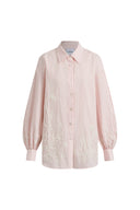 Chemise oversize rayée à manches bouffantes Brooke en popeline de coton