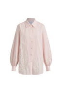 Camisa oversize de rayas con mangas abullonadas Brooke en popelina de algodón