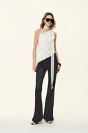 Gloria Side-Slit Flared Jeans in Microelastic Denim