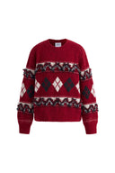 Suéter Crimson 3D Argyle en hilo bouclé de lana merino