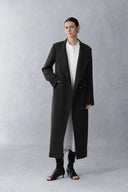 Artemise Long Wool Coat in Structured Merino Wool Twill