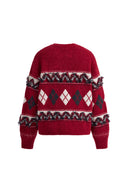 Suéter Crimson 3D Argyle en hilo bouclé de lana merino