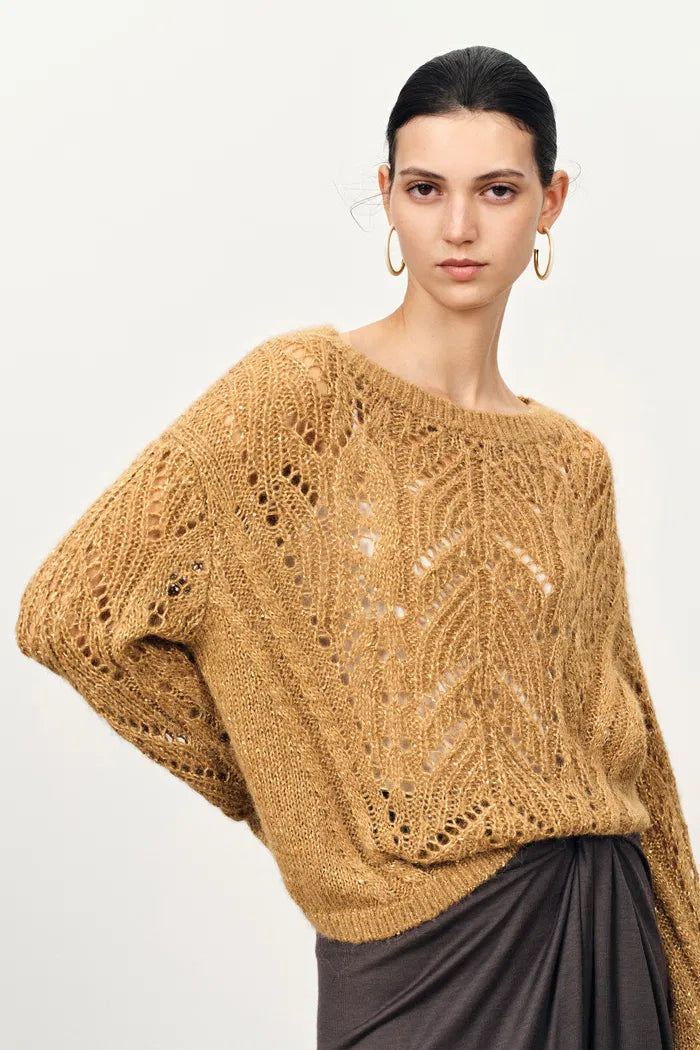 Ella Hand Work BaroqueSweater in Alpaca Sequin Yarn