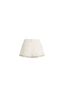 Cori Boho Mother of Pearl Studded A Line Shorts in Cotton Denim