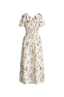 Vestido floral pintado a mano Mia en seda y algodón