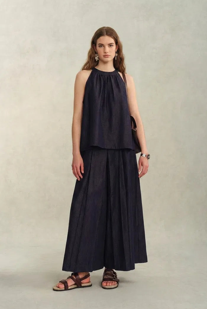 Kyra Sleeveless Vest Top and Skort Matching Set in Lyocell Denim