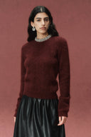 Suéter con cuello adornado con cristales Violet en mezcla de alpaca
