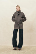 Dublin taillierter Cropped-Mantel mit niedriger Taille und Wollmischung