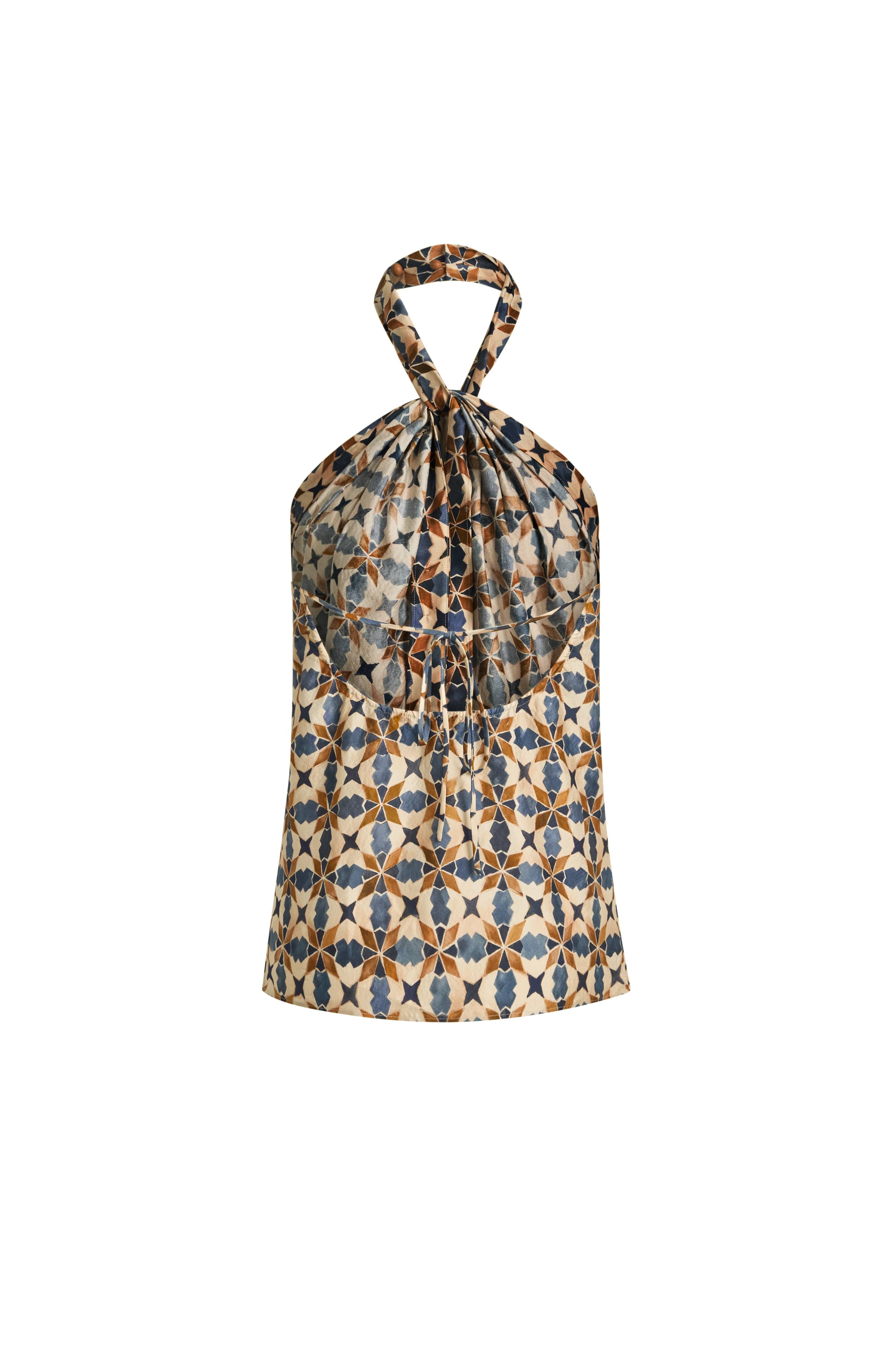 Jocelyn Halter Neck Top in Crinkled Silk Blend – fbrq.com