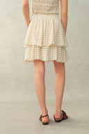 Falda midi Daisy con volantes en algodón tejido