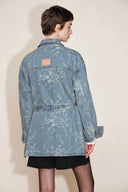 Harper Floral Safari Utility Jacket in Jacquard Denim