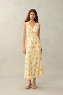 Vestido sin mangas floral Lumina en gasa arrugada
