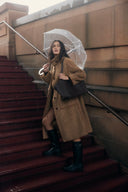 Yuki Drawstring Wool Coat in Alpaca Loop Wool