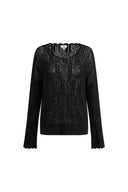 Cardigan Livy con scollo smerlato in maglia di cotone strutturato