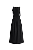 Sama Maxikleid aus gemischten Stoffen aus Stretch-Seide und Mikroplissee-Nylon