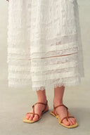 Robe Sans Manches Geraldine avec Col Amovible en Jacquard à Franges