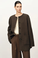 Abrigo con Bufanda con Flecos Kaila en Merino-Cashmere Reversible