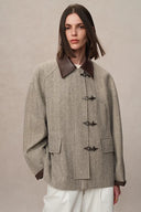 Boxy Style Utility Jacket in Heathered Herringbone