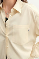 Nicole Pleated Sleeve Oversized Shirt in Cotton Plain Weave