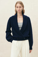 Xaviera Relaxed Shawl Collar Cardigan in 100% Wool